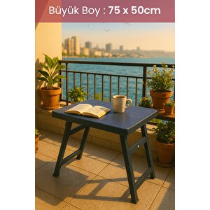 75x50 Cm Büyük Boy Siyah Pratik Katlanabilir Masa – Kamp, Piknik & Balkon İçin Portatif Plastik Sehpa