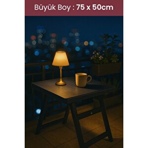 75x50 Cm Büyük Boy Siyah Pratik Katlanabilir Masa – Kamp, Piknik & Balkon İçin Portatif Plastik Sehpa