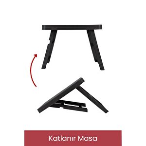 75x50 Cm Büyük Boy Siyah Pratik Katlanabilir Masa – Kamp, Piknik & Balkon İçin Portatif Plastik Sehpa