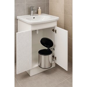 Banyo, Mutfak Dolabı İçi 11 Litre Metal Çöp Kovası – Krom, Tüm Dolaplara Uyumlu Tezgah Altı Çöp Kovası Krom