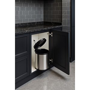 Banyo, Mutfak Dolabı İçi 11 Litre Metal Çöp Kovası – Krom, Tüm Dolaplara Uyumlu Tezgah Altı Çöp Kovası