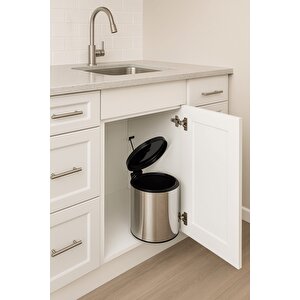 Banyo, Mutfak Dolabı İçi 11 Litre Metal Çöp Kovası – Krom, Tüm Dolaplara Uyumlu Tezgah Altı Çöp Kovası