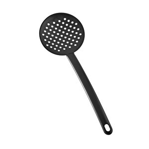 Pratik Yanmaz Yapışmaz Teflon Servis Seti 220 Derece Dayanıklı Kepçe Kevgir Spatula Kaşık 4'lü Siyah