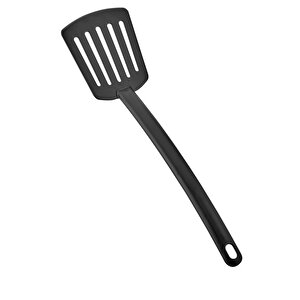Pratik Yanmaz Yapışmaz Teflon Servis Seti 220 Derece Dayanıklı Kepçe Kevgir Spatula Kaşık 4'lü Siyah
