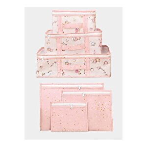 Baby 6 Lı Bavul Organizer Seyahat Çantası Pembe 104485