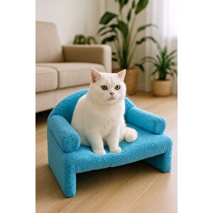 Pet Peluş Kedi Oturma Koltuğu Kedi Yatağı Mavi