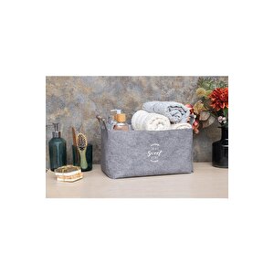 Keçe Tahta Saplı Düzeleyici  Sepet - Çok Amaçlı Saklama Organizer Kutu Maxi Gri  103709  Kasa - 218/238