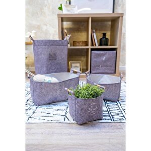 Keçe Tahta Saplı Düzeleyici  Sepet - Çok Amaçlı Saklama Organizer Kutu Maxi Gri  103709  Kasa - 218/238