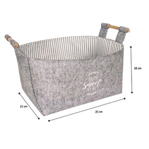 Keçe Tahta Saplı Düzeleyici  Sepet - Çok Amaçlı Saklama Organizer Kutu Maxi Gri  103709  Kasa - 218/238