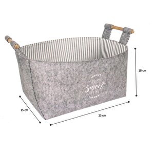 Keçe Tahta Saplı Düzeleyici  Sepet - Çok Amaçlı Saklama Organizer Kutu Maxi Gri  103709  Kasa - 218/238
