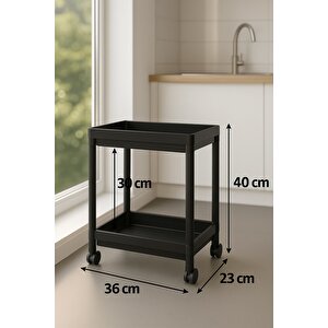 Flex Elite Pro 2 Katlı Siyah Tekerlekli Çok Amaçlı Banyo & Mutfak Düzenleyici Raf – Evye Altı Deterjanlık