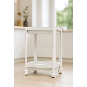 Flex Elite Pro 2 Katlı Beyaz Tekerlekli Çok Amaçlı Banyo & Mutfak Düzenleyici Raf - Evye Altı Deterjanlık