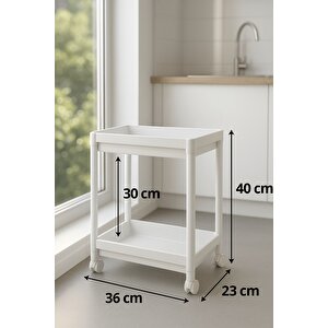 Flex Elite Pro 2 Katlı Beyaz Tekerlekli Çok Amaçlı Banyo & Mutfak Düzenleyici Raf - Evye Altı Deterjanlık