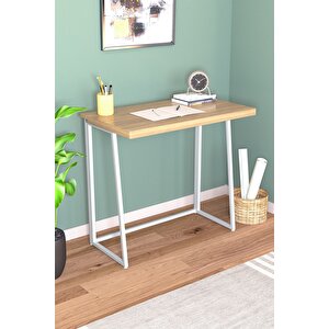 Foldy Katlanabilir Metal Ayaklı Çalışma Masası 47x82 Cm Pratik Bilgisayar Masası Çizim Masası Beyaz
