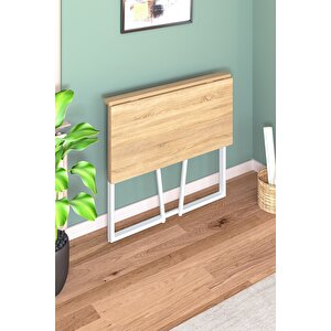 Foldy Katlanabilir Metal Ayaklı Çalışma Masası 47x82 Cm Pratik Bilgisayar Masası Çizim Masası Beyaz