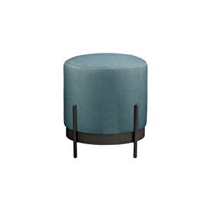 Ella Mio Puf, Metal Halkalı Puf, Makyaj Oturağı ,puf Bench Montajsız Oturak Siyah Metal Ayaklı Füme