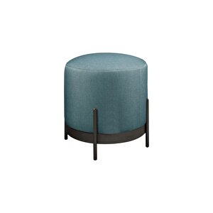 Ella Mio Puf, Metal Halkalı Puf, Makyaj Oturağı ,puf Bench Montajsız Oturak Siyah Metal Ayaklı Füme