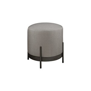 Ella Mio Puf, Metal Halkalı Puf, Makyaj Oturağı ,puf Bench Montajsız Oturak Siyah Metal Ayaklı Antrasit
