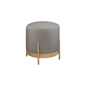 Ella Mio Puf, Metal Halkalı Puf, Makyaj Oturağı ,puf Bench Montajsız Oturak Gold Metal Ayaklı Antrasit