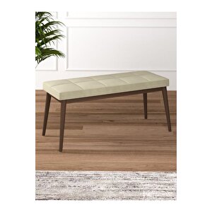 Tina Baby Face Modern Ceviz Metal Ayak Bench Oturak 90x40, Ayakkabılık Bank, Yatak Ucu Puf Krem