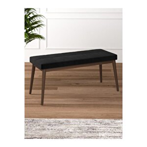 Tina Baby Face Modern Ceviz Metal Ayak Bench Oturak 90x40, Ayakkabılık Bank, Yatak Ucu Puf Siyah