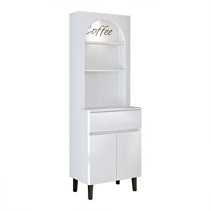 Roomart 60 Cm Ledli Kahve Köşesi, Çok Amaçlı Dolap,2 Kapaklı 1 Çekmeceli Kiler Dolabı,mutfak Dolabı