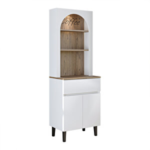 Roomart 60 Cm Ledli Kahve Köşesi, Çok Amaçlı Dolap,2 Kapaklı 1 Çekmeceli Kiler Dolabı,mutfak Dolabı
