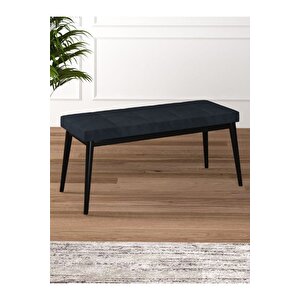 Tina Baby Face Modern Siyah Metal Ayak Bench Oturak 90x40, Ayakkabılık Bank, Yatak Ucu Puf Antrasit