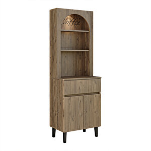 Roomart 60 Cm Ledli Kahve Köşesi, Çok Amaçlı Dolap,2 Kapaklı 1 Çekmeceli Kiler Dolabı,mutfak Dolabı