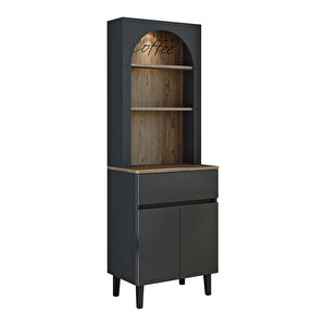 Roomart 60 Cm Ledli Kahve Köşesi, Çok Amaçlı Dolap,2 Kapaklı 1 Çekmeceli Kiler Dolabı,mutfak Dolabı