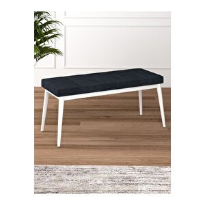 Tina Baby Face Modern Beyaz Ahşap Ayak Bench Oturak 90x40, Ayakkabılık Bank, Yatak Ucu Puf Antrasit