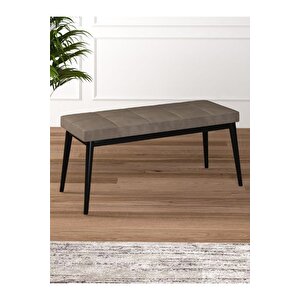 Tina Baby Face Modern Siyah Metal Ayak Bench Oturak 90x40, Ayakkabılık Bank, Yatak Ucu Puf Cappuccino