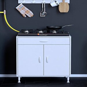 Qplas (xxl) Ocak Altı 1 Çekmece Ve Kapaklı 1 Raflı Set 75 Cm Genişlik 48 Cm Derinlik