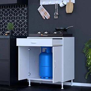 Doqu (xxl) Ocak Altı 1 Çekmece Ve Kapaklı 1 Tüp Gözlü Set 75 Cm Genişlik 48 Cm Derinlik