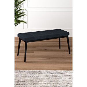 Tina Baby Face Modern Siyah Ahşap Ayak Bench Oturak 90x40, Ayakkabılık Bank, Yatak Ucu Puf Antrasit