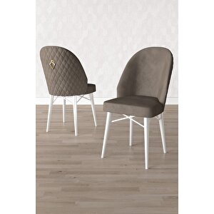 Calvin Beyaz Mermer 80x132 Açılabilir Mdf Masa Yemek Odası Takımı, Mutfak Takımı 4 Adet Sandalye