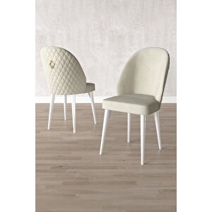 Milas Beyaz 80x132 Açılabilir Mdf Masa Yemek Odası Takımı, Mutfak Takımı 6 Adet Sandalye