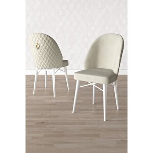 Calvin Beyaz Mermer 80x132 Açılabilir Mdf Masa Yemek Odası Takımı, Mutfak Takımı 4 Adet Sandalye
