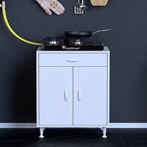 Qplas (l) Ocak Altı 1 Çekmece Ve Kapaklı 1 Raflı Set 65 Cm Genişlik 56 Cm Derinlik 65 cm