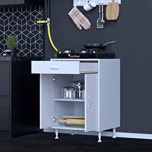 Qplas (l) Ocak Altı 1 Çekmece Ve Kapaklı 1 Raflı Set 65 Cm Genişlik 56 Cm Derinlik 65 cm