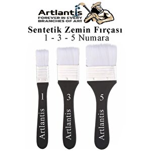 Zemin Fırçası 1, 3 Ve 5 Numara 3 Adet Siyah Saplı Beyaz Fırça Kıllı Sentetik İpek Uçlu Kıl Akrilik Guaj Yağlı Boya Fırça