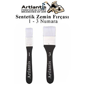 Zemin Fırçası 1 Ve 3 Numara 2 Adet Siyah Saplı Beyaz Fırça Kıllı Sentetik İpek Uçlu Kıl Akrilik Guaj Yağlı Boya Fırçası