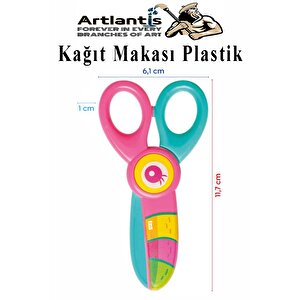 Sevimli Kağıt Makası 1 Adet  Plastik Küt Uç Korumalı Okul Makası Çocuk Makas Okul Öncesi Kreş Anasınıfı