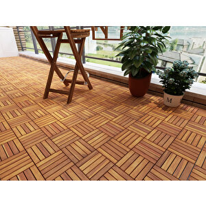 Ahşap Yer Karosu  Altın Tik Renk 30x30 (10 Adet= 0.9m2)