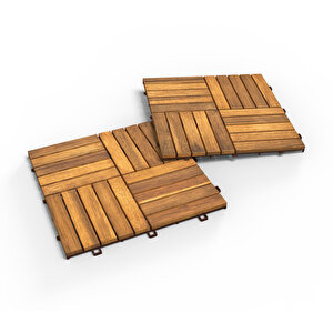 Ahşap Yer Karosu  Altın Tik Renk 30x30 (10 Adet= 0.9m2)
