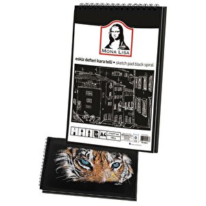 Telli Eskiz Defteri Siyah A4 1 Adet Spiralli 150 Gr 40 Yaprak 12 Renk Kuruboya Gölgelendirme Zımpara Kalem Uzatma Silgi