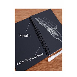 Telli Siyah Defter A5 40 Yaprak Eskiz Fotoğraf Albümü Simli Kalem Simli Bant Sarı Beyaz Kurşun Jel Kalem Sigi Kalemtraş