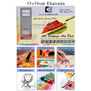 Çok Amaçlı Sanatsal Blok 35x50 200 Gr 15 Yaprak 1 Adet Alex Schoeller Resim Defteri Akrilik Yağlı Guaj Keçeli Sulu Boya