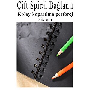 Telli Eskiz Defteri Siyah A4 1 Adet Spiralli 150 Gr 40 Yaprak 24 Renk Kuruboya Gölgelendirme Zımpara Kalem Uzatma Silgi