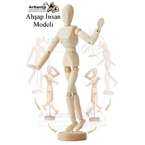Ahşap İnsan Modeli 14cm A4 21x30 Eskiz Defteri Dereceli Karakalem Dağıtma Kalemi Zımpara Kalem Uzatma Aparat Hamur Silgi